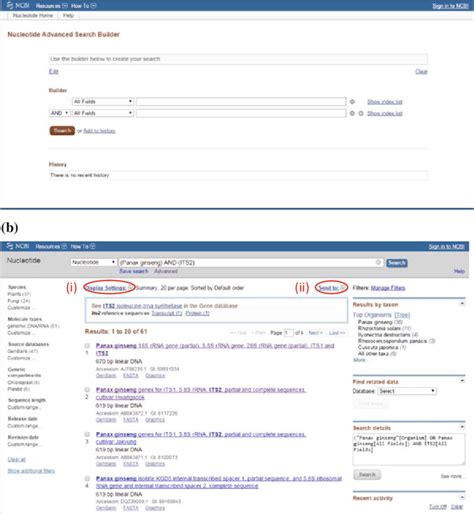 4 Search page of NCBI Nucleotide database. a NCBI Nucleotide database ...