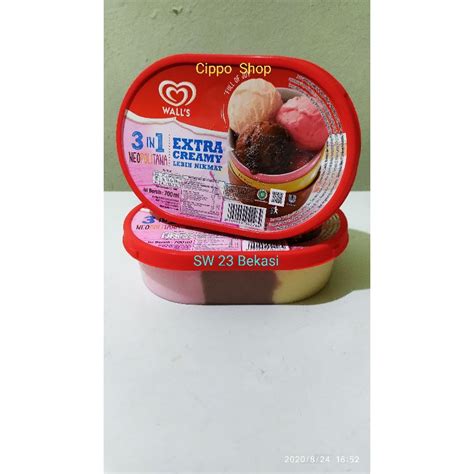 Jual Ice Cream Walls 3in1 Coklat Vanila Stroberi 700ml Shopee Indonesia