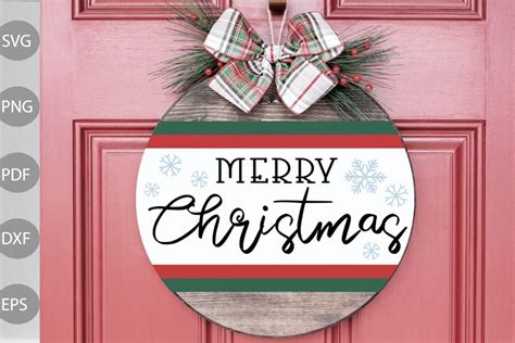 Merry Christmas Wooden Door Hanger Svg Design