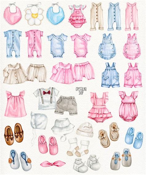 Clipart Per Vestiti Per Bambini Ad Acquerello Clipart Doccia Etsy