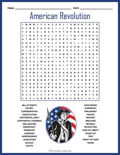 The American Revolution Word Search Puzzle Worksheet Activity Made By