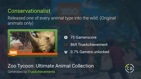 Conservationalist Achievement In Zoo Tycoon Ultimate Animal Collection