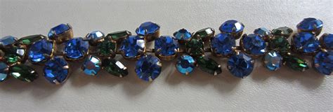 Brilliant Blue And Green Rhinestone REGENCY Bracelet C 1950 S