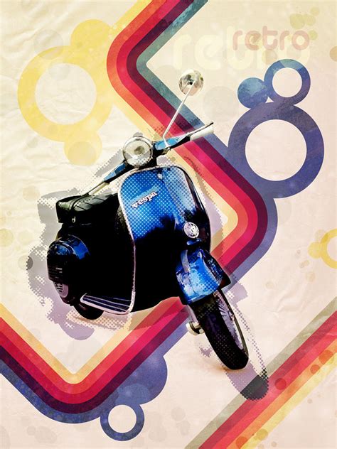 Retro Vespa Scooter By Michael Tompsett