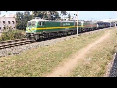 Beautiful Crossing Of Coal Loaded Freight Train Pulling By Twin WAG 9