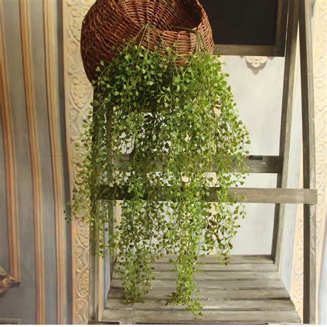 74cm Green Artificial Plants Wall Hanging Vine Plastic Leaves Rattan ...