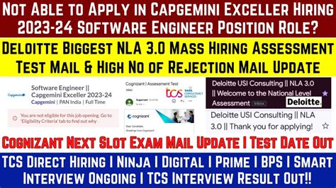 Deloitte Mass Rejection Cognizant Exam Mail Capgemini SE Hiring