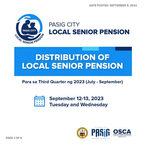 Pasig City Local Senior Pension: Distribution of Local Senior Pension