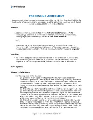 Standard Contractual Clauses For The Transfer Of Personal Data Doc