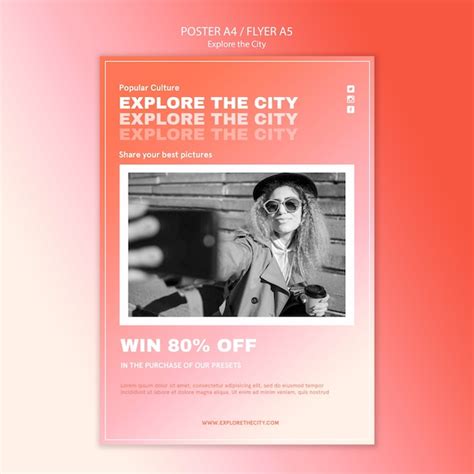 Free Psd Woman Taking A Selfie In The City Poster Template