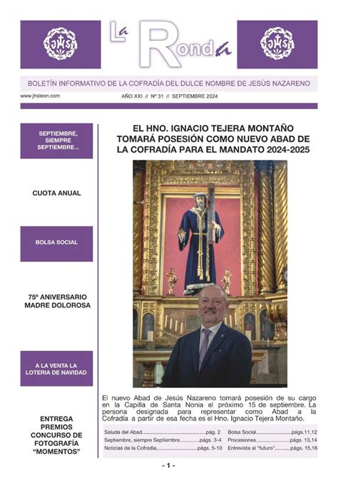 Nuevo N Mero De La Ronda Cofrad A Del Dulce Nombre De Jes S Nazareno