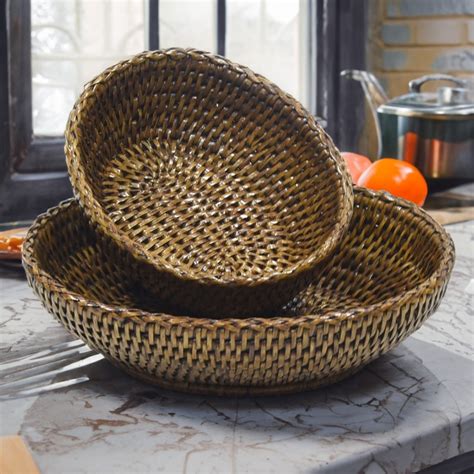 Rattan Island Rectangular Cheese Bread Rattan Tray With Glass