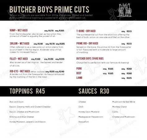 Menu at Butcher Boys uMhlanga BBQ, Umhlanga, Shop 1