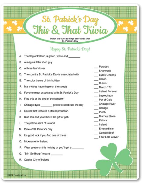 St Patricks Day Trivia Printable