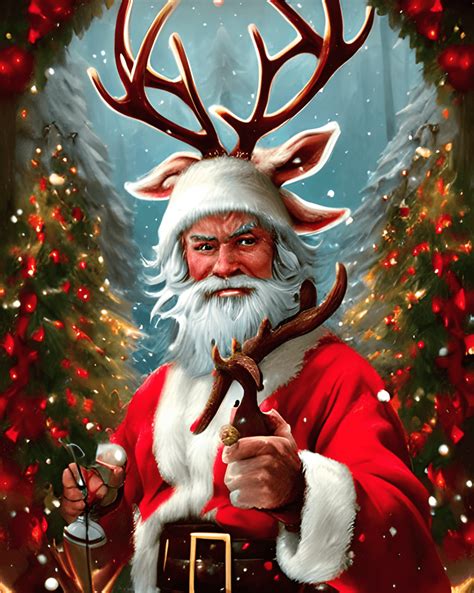 Santas Reindeer Artgerm · Creative Fabrica