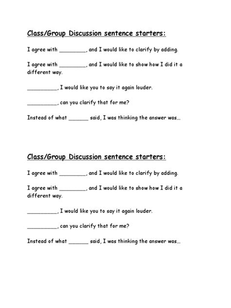 Class Discussion Starters Pdf