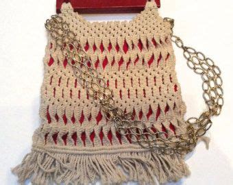 Vintage 70s White Macrame Handbag Tassle Closure With Macrame Purse