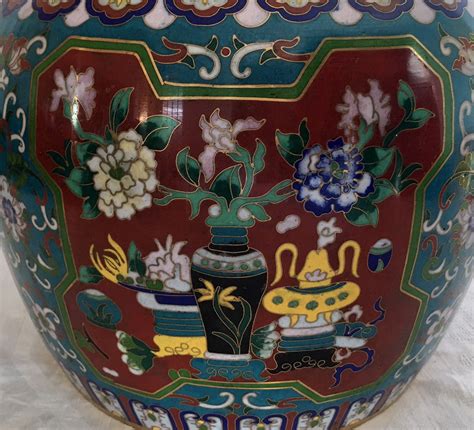 Large Vintage Chinese Cloisonne Ginger Jar Urm With Precious Etsy