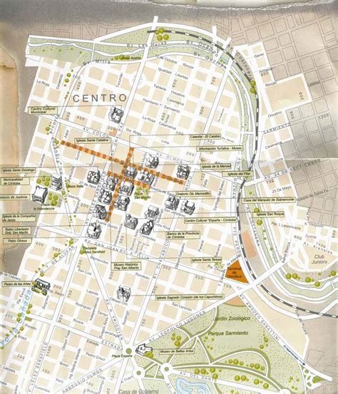 Cordoba City Downtown Map, Argentina