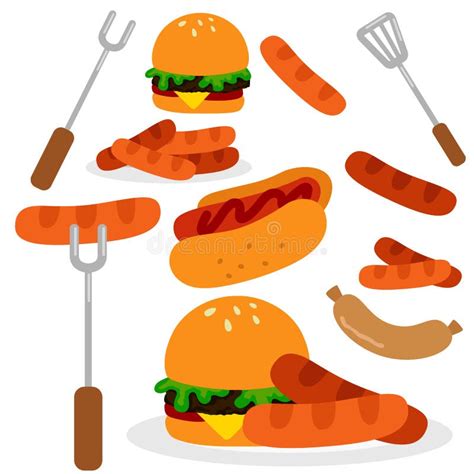 Salchicha Barbacoa Hamburguesa Ilustraci N De Alimentos Vector Clipart