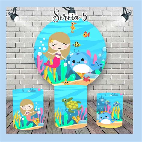 Kit Painel De Festa E Capas Cilindros Sereia 5 Elo7