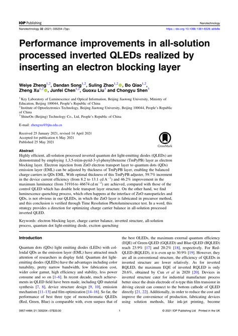 Performance Improvements In All Solution Processed Inverted QLEDs