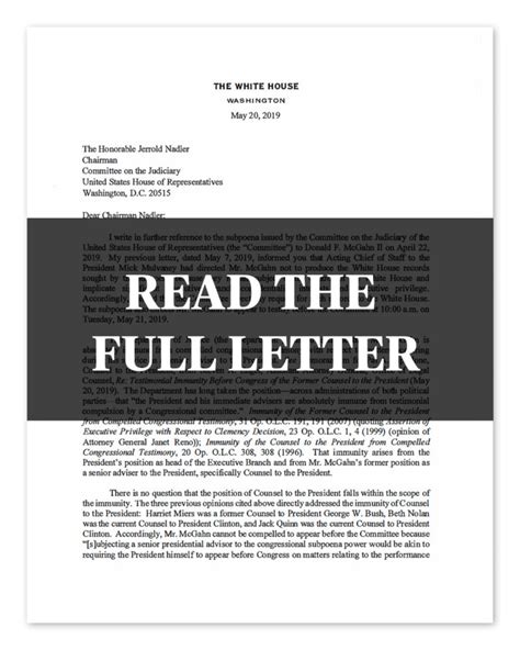 Read The White House Letter Directing Don Mcgahn Not To Testify Pbs News