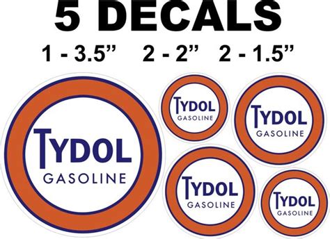 5 Vintagestyle Tydol Gasoline Decals Nicer Decals Nicerdecals