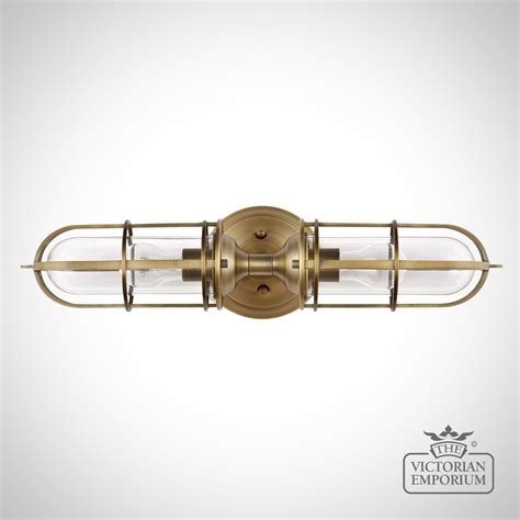 Urban Double Wall Light In Dark Antique Brass Bathroom Lights