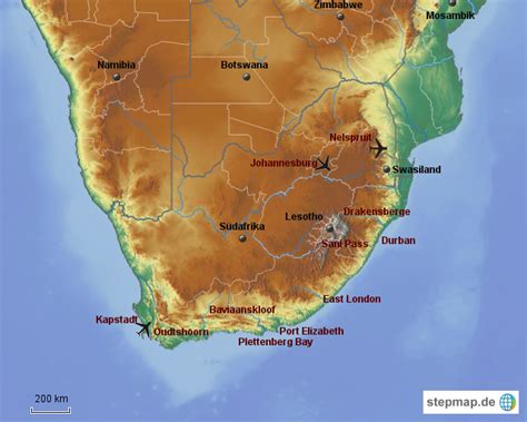 StepMap Rundreise Südafrika Landkarte für Südafrika