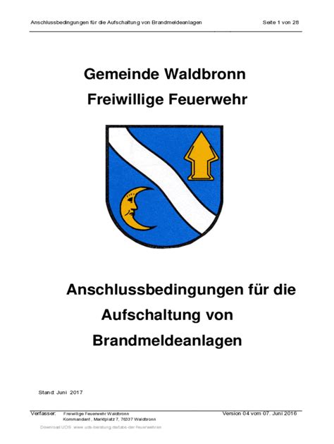 Ausfüllbar Online Gemeinde Waldbronn Freiwillige Feuerwehr Fax