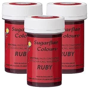 Amazon 3 X Sugarflair 25g Ruby Spectral Paste Gel Edible Food