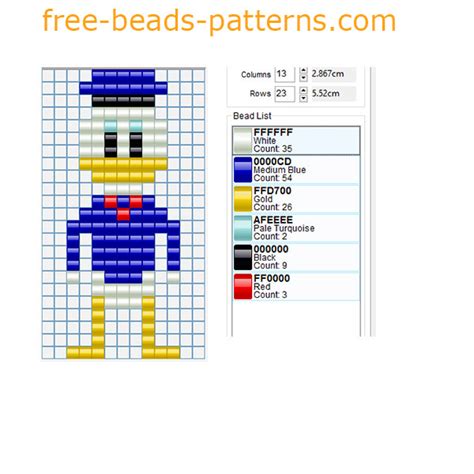 Disney Donald Duck Free Perler Beads Pattern Hama Beads Necklaces