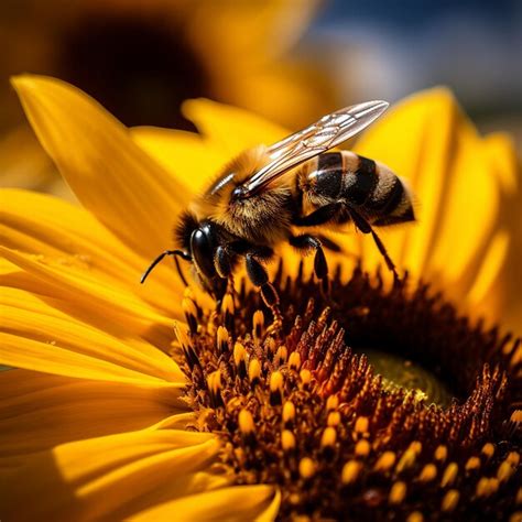 Premium AI Image Illustration Of A Bee Is Sitting On A Sunflower