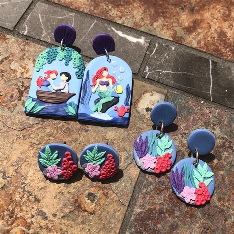 Ariel Inspired Earrings Polymer Clay Earrings Etsy