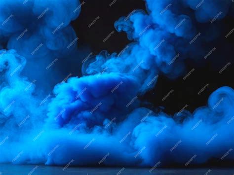 Premium Photo | Bright neon blue background thick clouds of colored