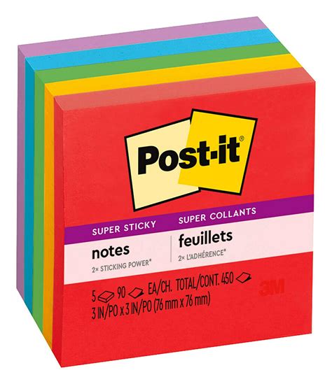 Buy Post It Super Sticky Notes 3x3 In 5 Pads 2x The Sticking Power