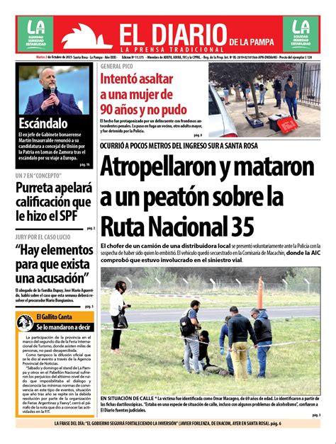 Tapa De El Diario En Papel Martes 03 De Octubre De 2023 El Diario De