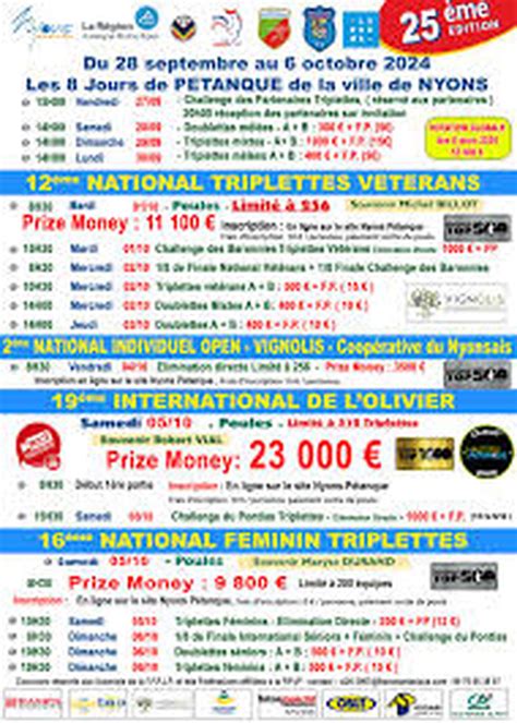 Concours de pétanque Officiel National TOP 1000 et Nyons 05