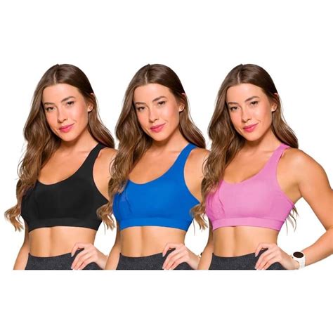 Kit Tops Fitness Selene Canelados Sem Costura Feminino Unidades