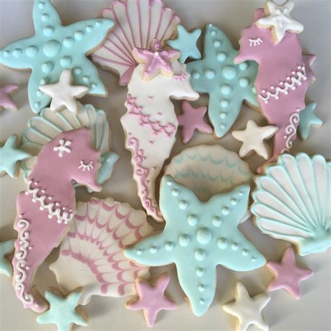 Assorted Sea Life Mermaid Under The Sea Birthday Party Sugar Cookies Mermaid Cookies Sugar