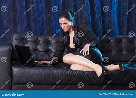 Chat Attractive Woman Using Laptop Computer Stock Image Image Of Businesswoman Laptop 62616269