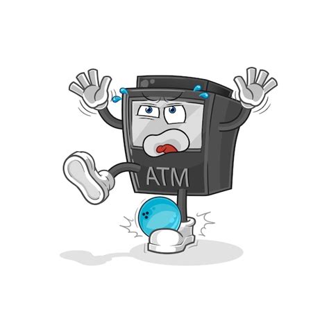 Premium Vector Atm Machine Hiten By Bowling Cartoon Cartoon Mascot Vector