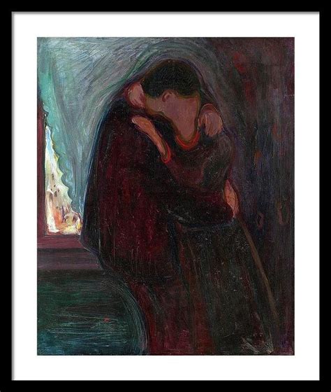 The Kiss By Edvard Munch 1897 Framed Print 19 500 X 24 000 Black