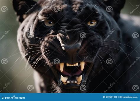 Angry Black Panther in the Jungle Filmy Photography Stock Photo - Image ...