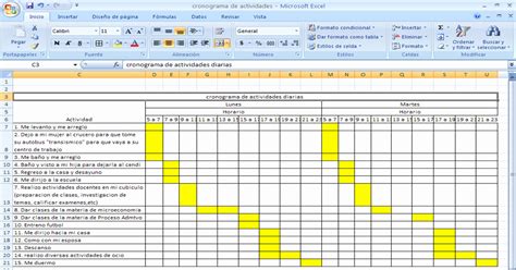 Cronograma De Actividades En Excel