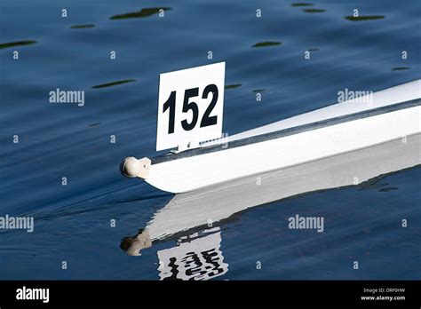 Racing boat shell competing in a competitive rowing race Stock Photo ...