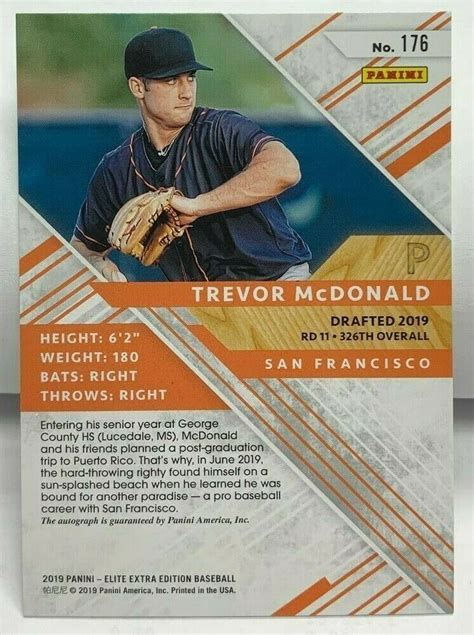 Trevor McDonald 2019 Panini Elite Extra Edition Autograph Auto SP 176