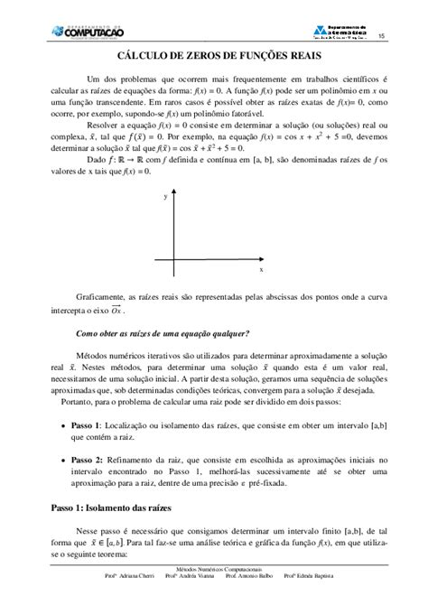 Pdf CÁlculo De Zeros De FunÇÕes Reais Juelmowalter1992 Walter