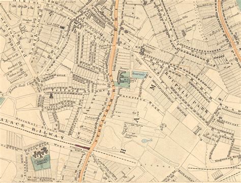 Old Map of South London, 1891 - Clapham, Balham, Brixton, Tooting